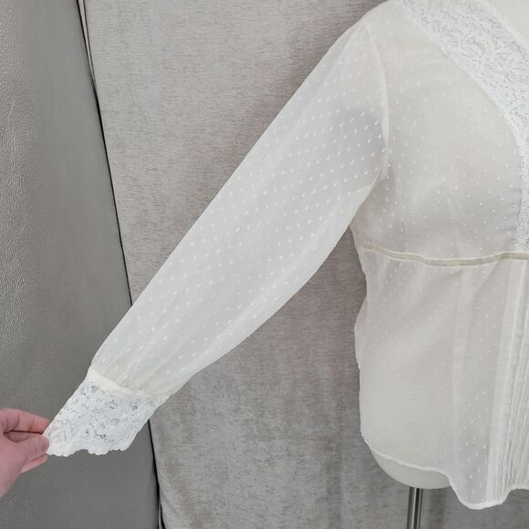 Emma James Y2K White Swiss Dot Sheer Lace Blouse Top Women's Plus Size 22W - Picture 6 of 15